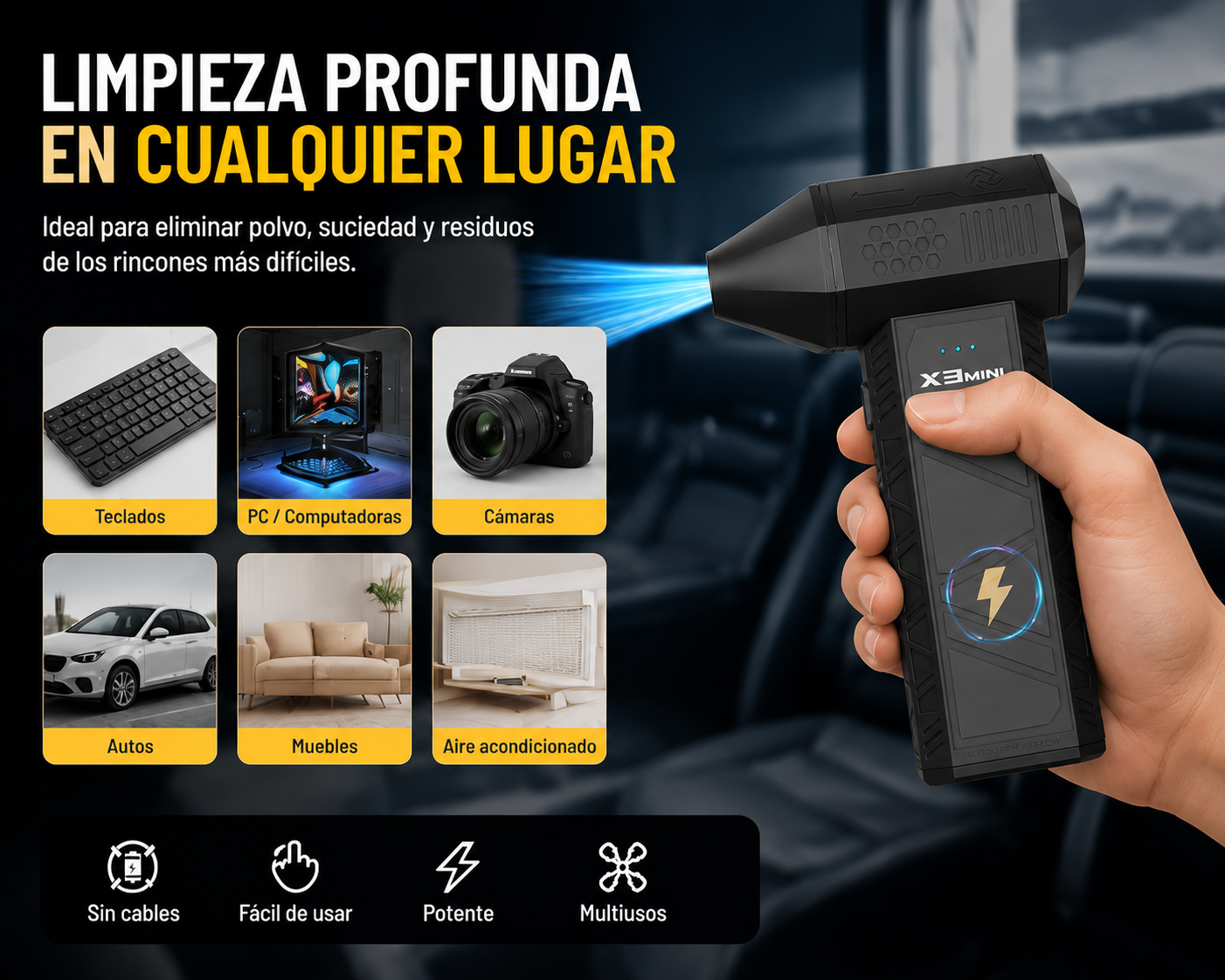 TurboJet Pro | Limpieza Potente sin Cables